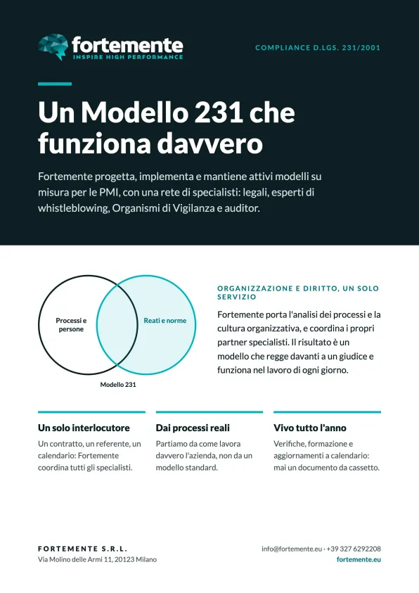 Brochure Fortemente: un Modello 231 che funziona davvero